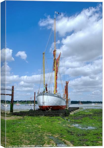 Pin Mill on the River Orwell Canvas Print by Diana Mower