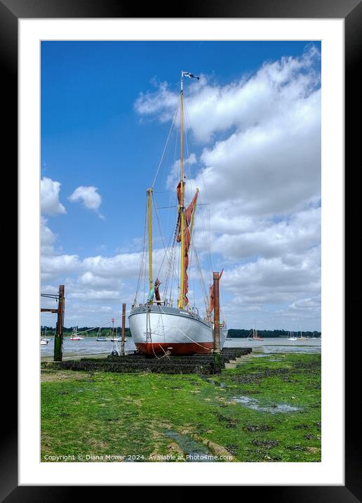 Pin Mill on the River Orwell Framed Mounted Print by Diana Mower
