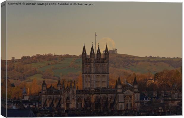 Wolf Moon setting over Bath Canvas Print by Duncan Savidge