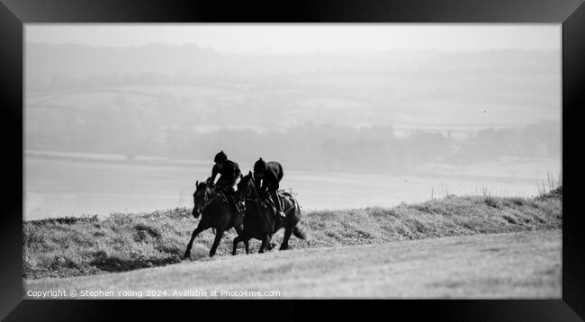 Race Horse Training Watership Down Framed Print by Stephen Young