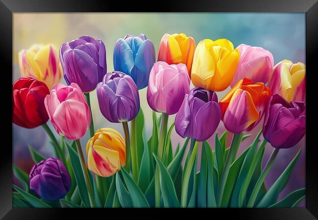 Rainbow Tulips Art Framed Print by T2 