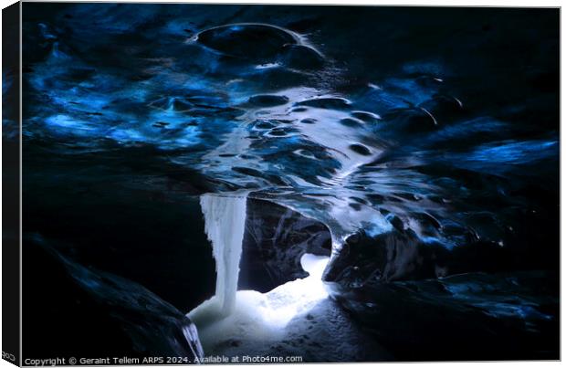 Ice cave, Jokulsarlon Glacier, southern Iceland Canvas Print by Geraint Tellem ARPS