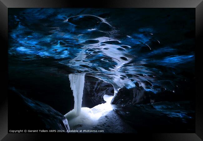 Ice cave, Jokulsarlon Glacier, southern Iceland Framed Print by Geraint Tellem ARPS