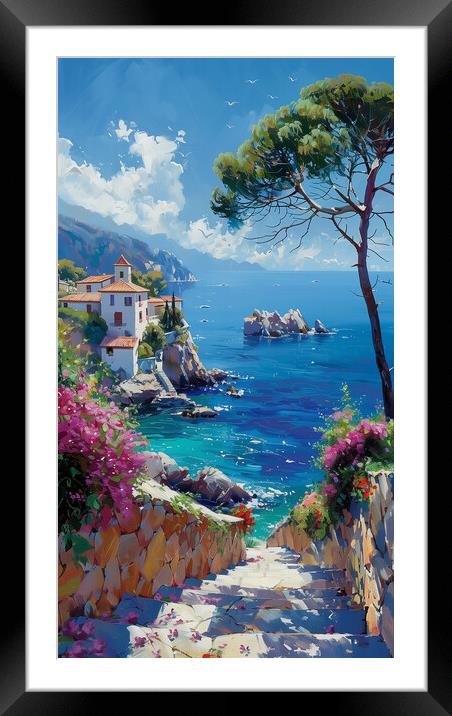 Mediterranean Shores Framed Mounted Print by T2 