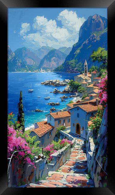 Mediterranean Shores Framed Print by T2 