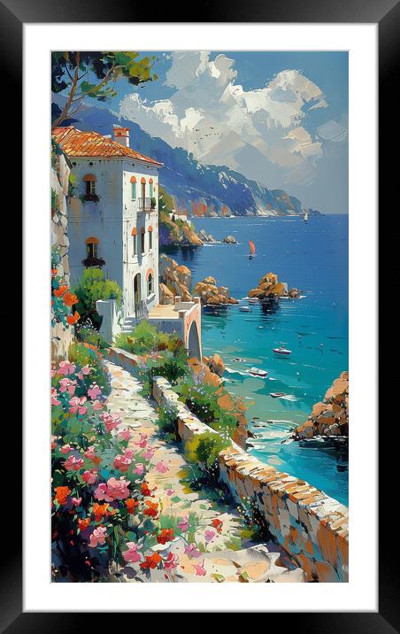 Mediterranean Shores Framed Mounted Print by T2 