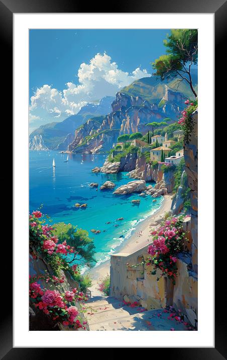 Mediterranean Shores Framed Mounted Print by T2 