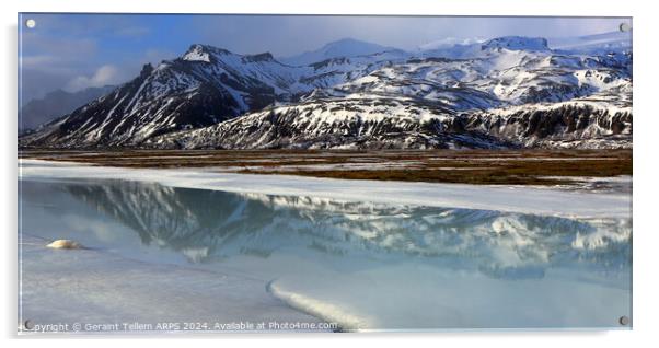 Mountains near Jokulsarlon Glacier Lagoon, southern Iceland Acrylic by Geraint Tellem ARPS