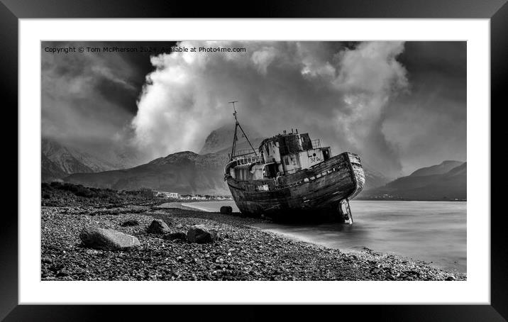 Corpach Wreck Mono Framed Mounted Print by Tom McPherson