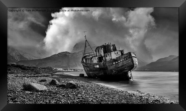 Corpach Wreck Mono Framed Print by Tom McPherson