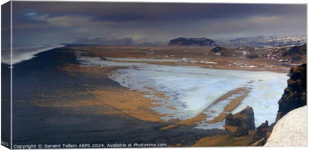 Black sand beach from Reynisfjara, southern Iceland Canvas Print by Geraint Tellem ARPS