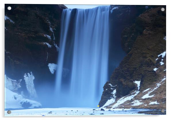 Skogafoss waterfall, near Vik, southern Iceland Acrylic by Geraint Tellem ARPS