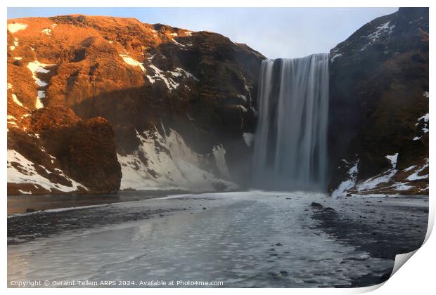 Skogafoss waterfall, near Vik, southern Iceland Print by Geraint Tellem ARPS