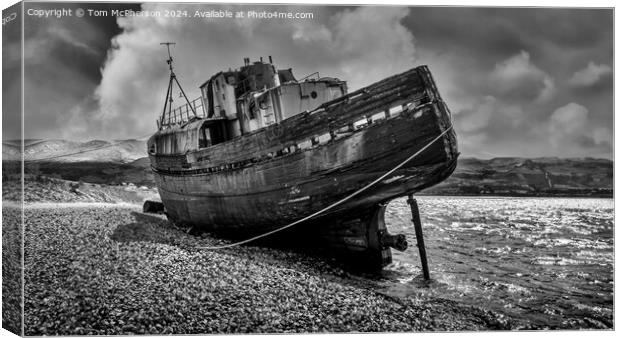 Old Boat of Caol (mono) Canvas Print by Tom McPherson