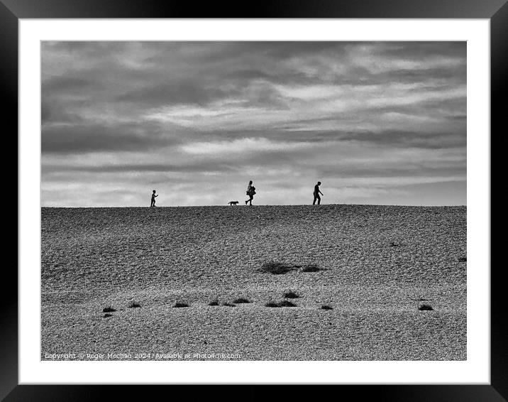 Walking on Chesil Beach Framed Mounted Print by Roger Mechan