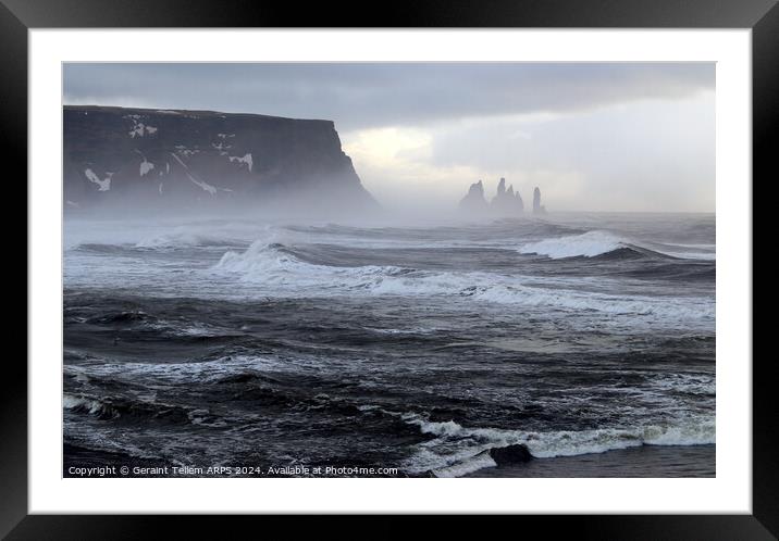 Surf at Reynisfjara Black Sand Beach, southern Iceland Framed Mounted Print by Geraint Tellem ARPS