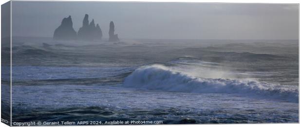 Surf at Reynisfjara Black Sand Beach, southern Iceland Canvas Print by Geraint Tellem ARPS