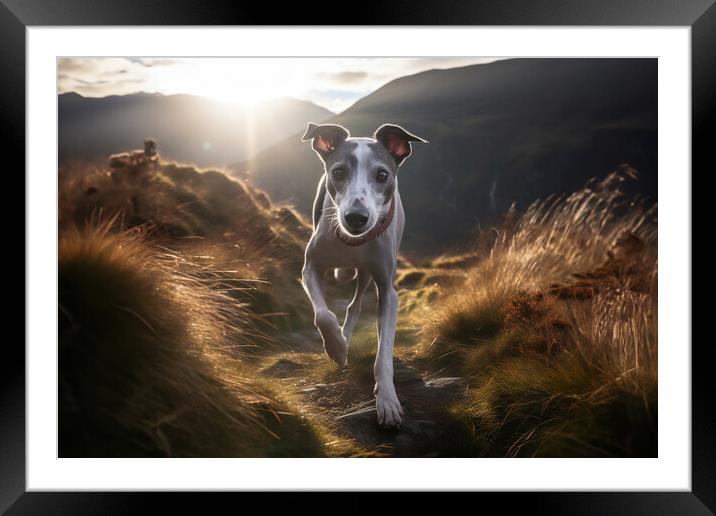 Lurcher Walkies Framed Mounted Print by Picture Wizard