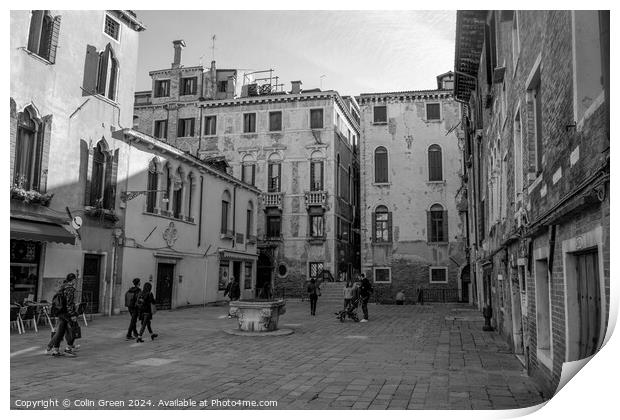 Venetian Town Square Print by Colin Green