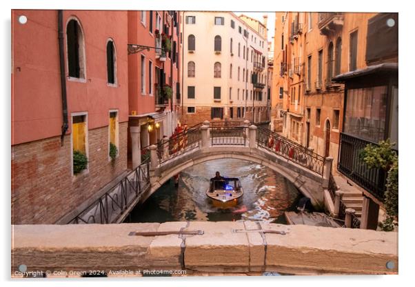 Rio dei Bareteri Canal, Venice Acrylic by Colin Green