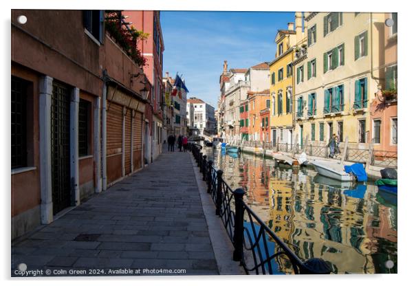 Rio Marin Canal, Venice Acrylic by Colin Green