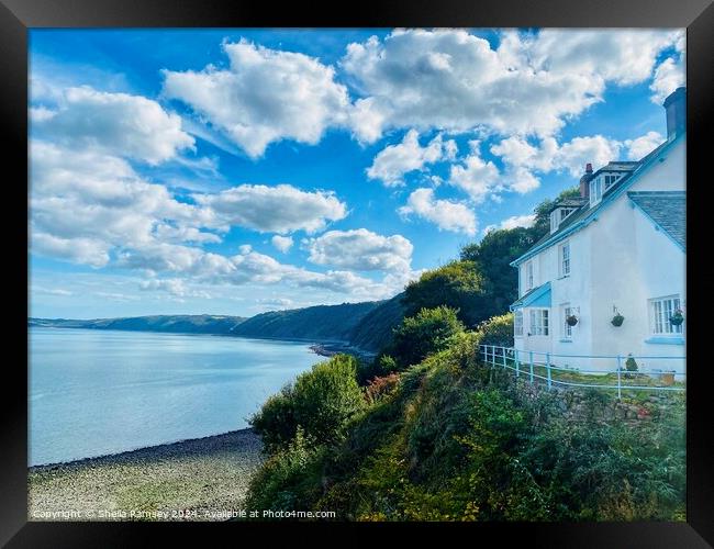 The Coast At Clovelly Framed Print by Sheila Ramsey