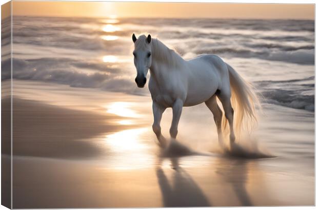 Horse Sandy Beach Canvas Print by Picture Wizard