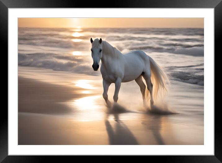 Horse Sandy Beach Framed Mounted Print by Picture Wizard