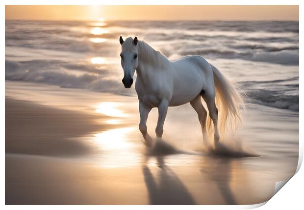 Horse Sandy Beach Print by Picture Wizard