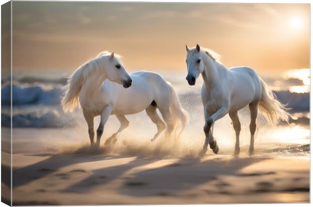 White Horses Canvas Print by Picture Wizard