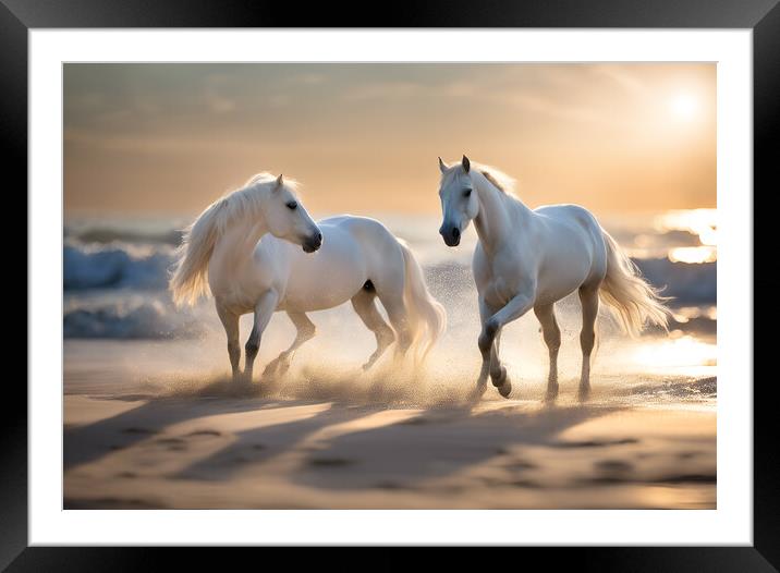 White Horses Framed Mounted Print by Picture Wizard