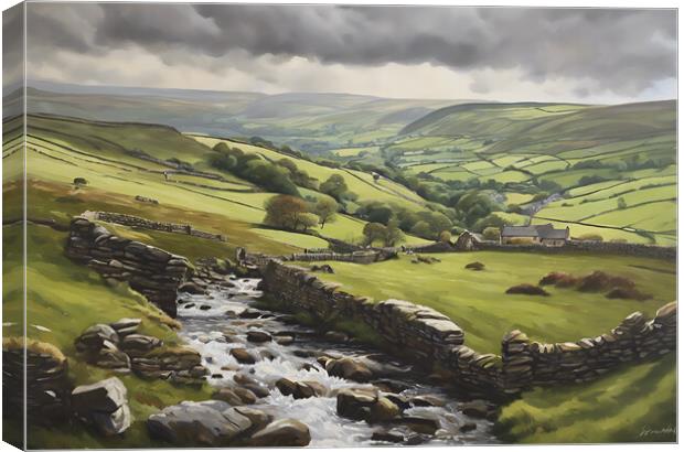 Rolling Yorkshire Dales Oil Painting Canvas Print by Picture Wizard