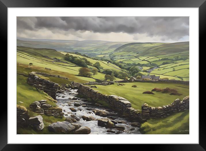 Rolling Yorkshire Dales Oil Painting Framed Mounted Print by Picture Wizard