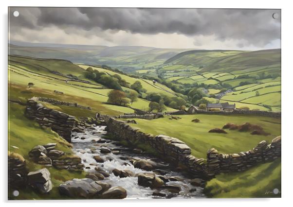 Rolling Yorkshire Dales Oil Painting Acrylic by Picture Wizard