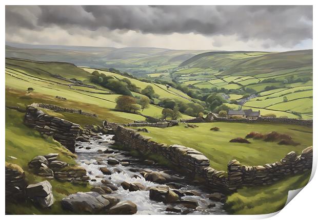 Rolling Yorkshire Dales Oil Painting Print by Picture Wizard