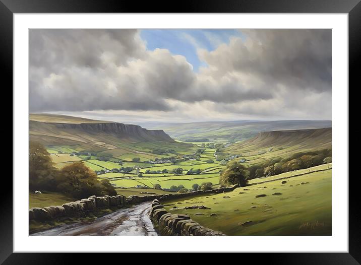 Yorkshire Dales Oil Painting Framed Mounted Print by Picture Wizard