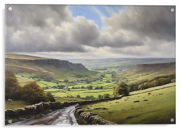 Yorkshire Dales Oil Painting Acrylic by Picture Wizard
