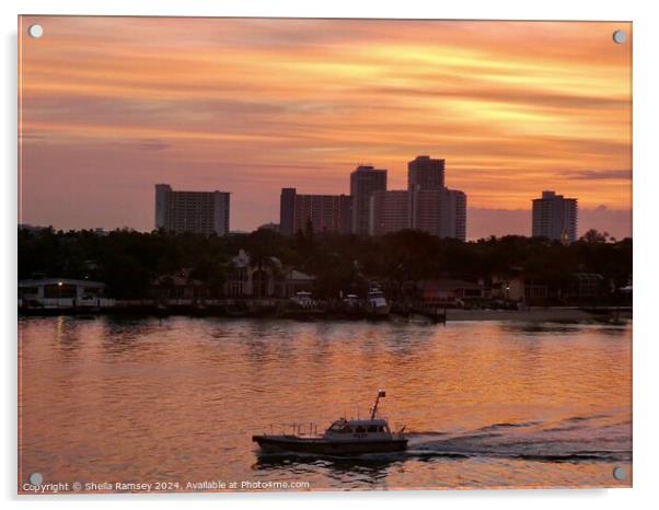 Fort Lauderdale Sunrise Acrylic by Sheila Ramsey