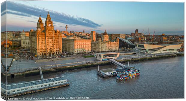 Three Graces and The Mersey Ferry Canvas Print by Paul Madden