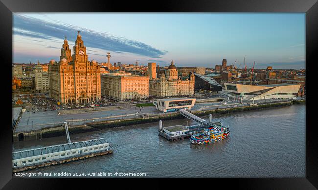 Three Graces and The Mersey Ferry Framed Print by Paul Madden