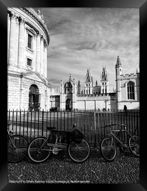 Oxford Spires And Bicycles Framed Print by Sheila Ramsey
