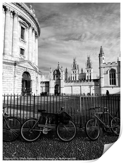 Oxford Spires And Bicycles Print by Sheila Ramsey