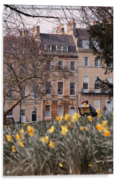 Royal Avenue Bath Daffodils  Acrylic by Duncan Savidge
