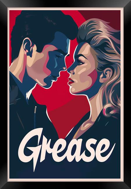 Grease Retro Poster Framed Print by Steve Smith