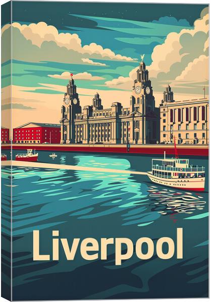 Liverpool Retro Poster Canvas Print by Steve Smith