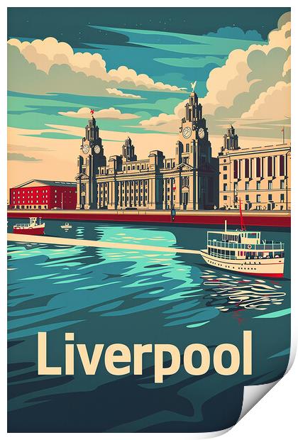 Liverpool Retro Poster Print by Steve Smith