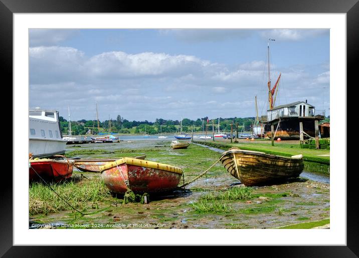 Pin Mill The Waterfront Hard Suffolk  Framed Mounted Print by Diana Mower