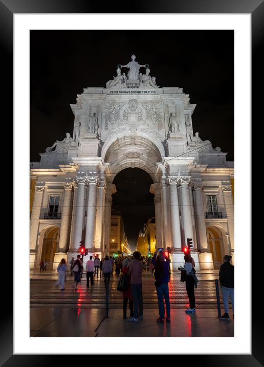 Rua Augusta Arch At Night In Lisbon Framed Mounted Print by Artur Bogacki