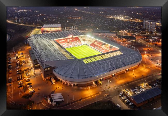 Stadium of Light Game Night Framed Print by Apollo Aerial Photography