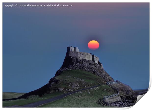 Sunset over Lindisfarne Castle Print by Tom McPherson